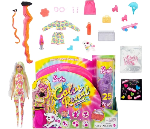 Barbie Color Reveal Neon Tie-Dye + 25 Surprises HCD25 Lelle