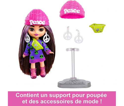 Barbie Extra Mini Minis Brunette Alien Print HLN46 Kукла