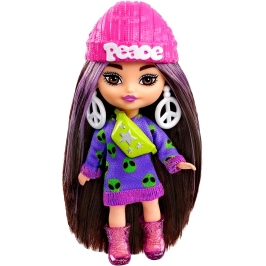 Barbie Extra Mini Minis Brunette Alien Print HLN46 Kукла