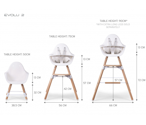 Стульчик для кормления 2в1 Childhome Evolu 2 Natural White