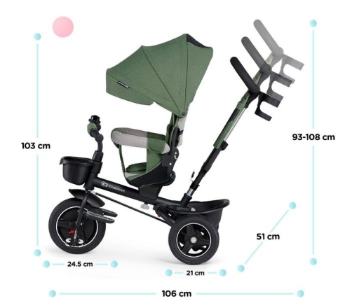 Bērnu trīsritenis Kinderkraft Spinstep 5in1 Platinum green