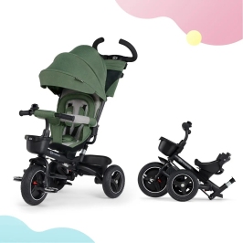 Детский трехколесный велосипед Kinderkraft Spinstep 5in1 Platinum green