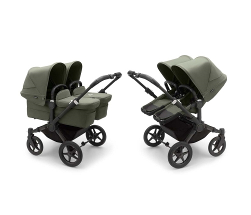 Bugaboo Donkey 5 TWIN Forest Green Black frame Dvīņu Ratiņi Transformeris 2in1