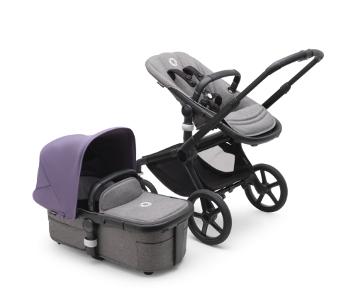 Bugaboo Fox 5 Grey Melange Детская Коляска 2в1 Black Pама + Kапюшон Astro Purple