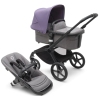 Bugaboo Fox 5 Grey Melange Bērnu Ratiņi 2in1 Black Rāmis + Jumts Astro Purple