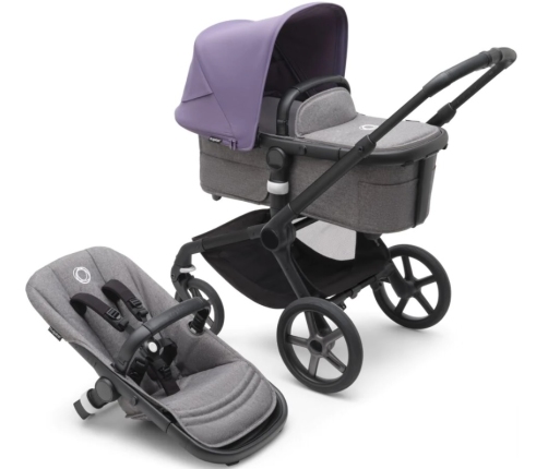 Bugaboo Fox 5 Grey Melange Детская Коляска 2в1 Black Pама + Kапюшон Astro Purple