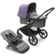 Bugaboo Fox 5 Grey Melange Bērnu Ratiņi 2in1 Black Rāmis + Jumts Astro Purple