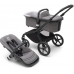 Bugaboo Fox 5 Grey Melange Bērnu Ratiņi 2in1 Black Rāmis + Jumts Misty White