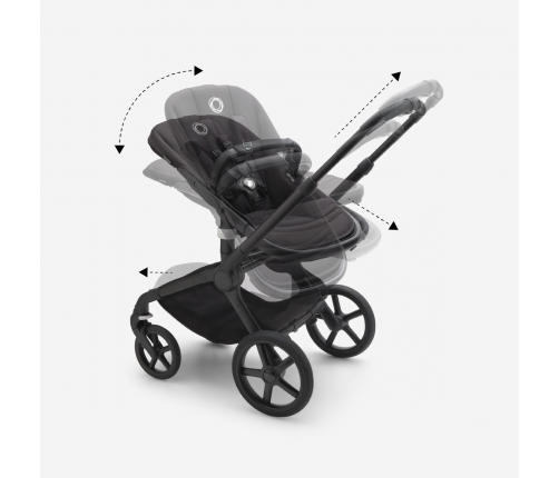 Bugaboo Fox 5 Grey Melange Bērnu Ratiņi 2in1 Black Rāmis + Jumts Misty White