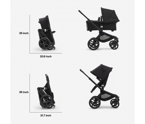 Bugaboo Fox 5 Grey Melange Bērnu Ratiņi 2in1 Black Rāmis + Jumts Misty White