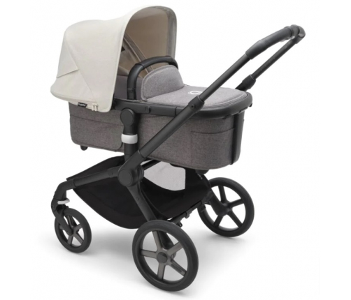 Bugaboo Fox 5 Grey Melange Bērnu Ratiņi 2in1 Black Rāmis + Jumts Misty White