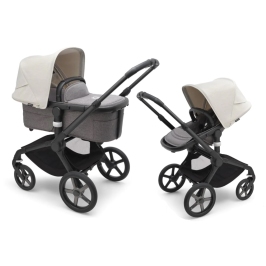 Bugaboo Fox 5 Grey Melange Bērnu Ratiņi 2in1 Black Rāmis + Jumts Misty White Bugaboo Fox 5 Grey Melange Bērnu Ratiņi 2in1 Black Rāmis + Jumts Misty White