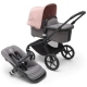 Bugaboo Fox 5 Grey Melange Bērnu Ratiņi 2in1 Black Rāmis + Jumts Morning Pink