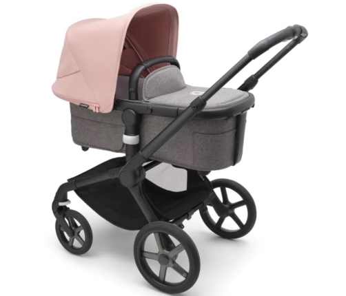 Bugaboo Fox 5 Grey Melange Bērnu Ratiņi 2in1 Black Rāmis + Jumts Morning Pink