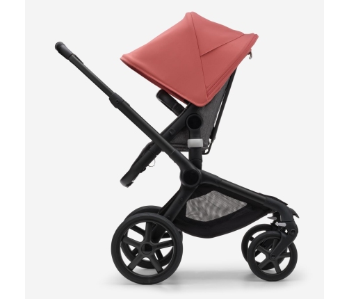 Bugaboo Fox 5 Grey Melange Bērnu Ratiņi 2in1 Black Rāmis + Jumts Sunrise Red