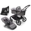 Bugaboo Fox 5 Grey Melange Bērnu Ratiņi 2in1 Grafīta rāmis + Jumts Breezy Midnight Black