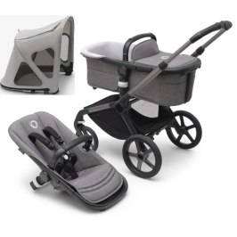Bugaboo Fox 5 Grey Melange Детская Коляска 2в1 Графитовая рама + Крыша Breezy Misty Grey Bugaboo Fox 5 Grey Melange Детская Коляска 2в1 Графитовая рама + Крыша Breezy Misty Grey