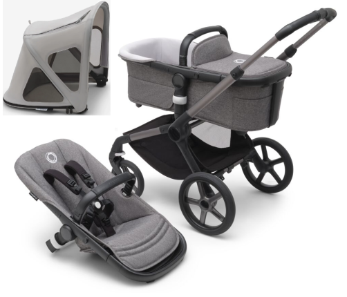 Bugaboo Fox 5 Grey Melange Детская Коляска 2в1 Графитовая рама + Крыша Breezy Misty Grey