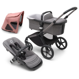 Bugaboo Fox 5 Grey Melange Bērnu Ratiņi 2in1 Grafīta rāmis + Jumts Breezy Morning Pink Bugaboo Fox 5 Grey Melange Bērnu Ratiņi 2in1 Grafīta rāmis + Jumts Breezy Morning Pink