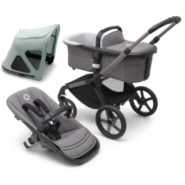Bugaboo Fox 5 Grey Melange Bērnu Ratiņi 2in1 Grafīta rāmis + Jumts Breezy Pine Green Bugaboo Fox 5 Grey Melange Bērnu Ratiņi 2in1 Grafīta rāmis + Jumts Breezy Pine Green