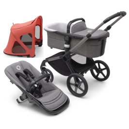 Bugaboo Fox 5 Grey Melange Детская Коляска 2в1 Графитовая рама + Крыша Breezy Sunrise Red Bugaboo Fox 5 Grey Melange Детская Коляска 2в1 Графитовая рама + Крыша Breezy Sunrise Red