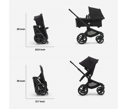 Bugaboo Fox 5 Grey Melange Bērnu Ratiņi 2in1 Grafīta rāmis + Jumts Misty White