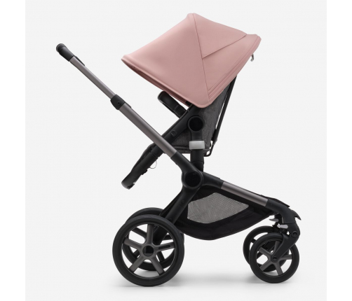 Bugaboo Fox 5 Grey Melange Bērnu Ratiņi 2in1 Grafīta rāmis + Jumts Morning Pink