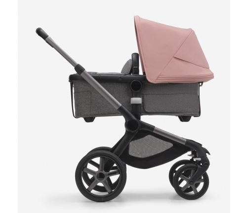 Bugaboo Fox 5 Grey Melange Bērnu Ratiņi 2in1 Grafīta rāmis + Jumts Morning Pink