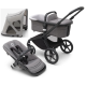 Bugaboo Fox 5 Grey Melange Детская Коляска 2в1 Черная рама + Крыша Breezy Misty grey