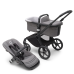 Bugaboo Fox 5 Grey Melange Bērnu Ratiņi 2in1 Melns rāmis + Jumts Breezy Seaside blue