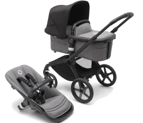 Bugaboo Fox 5 Grey Melange Детская Коляска 2в1 Black Pама + Kапюшон Черный