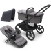 Bugaboo Fox 5 Grey Melange Детская Коляска 2в1 Black Pама + Kапюшон Stormy Blue