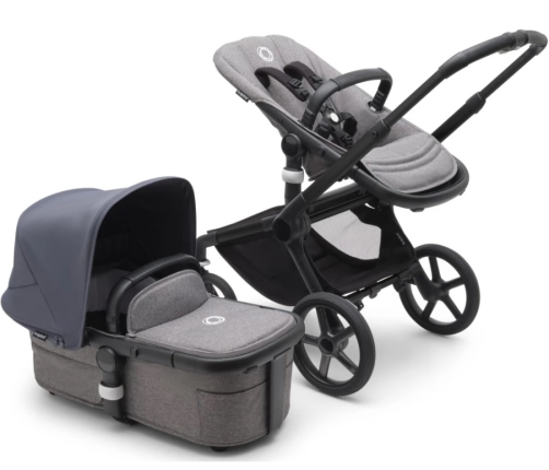 Bugaboo Fox 5 Grey Melange Детская Коляска 2в1 Black Pама + Kапюшон Stormy Blue