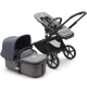 Bugaboo Fox 5 Grey Melange Bērnu Ratiņi 2in1 Black Rāmis + Jumts Stormy Blue