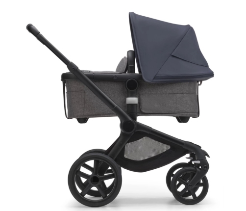 Bugaboo Fox 5 Grey Melange Детская Коляска 2в1 Black Pама + Kапюшон Stormy Blue