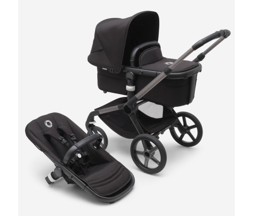 Bugaboo Fox 5 Midnight black Bērnu Ratiņi 2in1 Grafīta rāmis + Grey Melange jumts