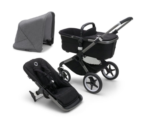 Bugaboo Fox 5 Midnight black Bērnu Ratiņi 2in1 Grafīta rāmis + Grey Melange jumts