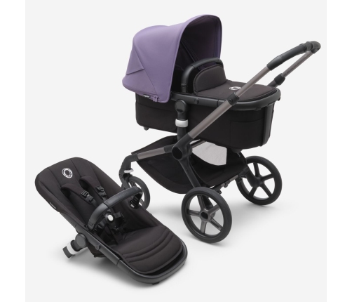 Bugaboo Fox 5 Midnight black Детская Коляска 2в1 Графитовая рама + Kапюшон Astro Purple