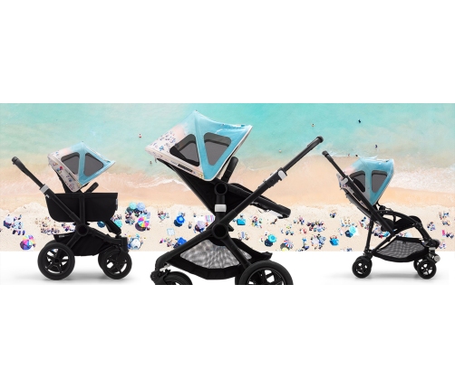 Bugaboo Fox 5 Midnight black Детская Коляска 2в1 Графитовая рама + Kапюшон Breezy V2 Misty Grey