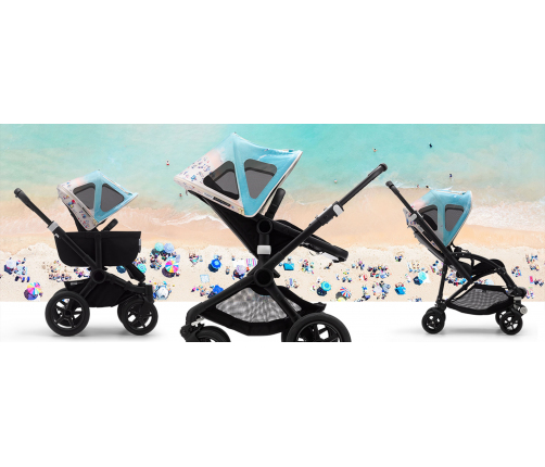 Bugaboo Fox 5 Midnight black Bērnu Ratiņi 2in1 Grafīta rāmis + Jumts Breezy V2 Pine Green