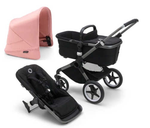 Bugaboo Fox 5 Midnight black Детская Коляска 2в1 Графитовая рама + Kапюшон Morning Pink