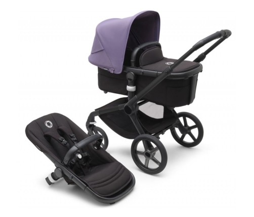 Bugaboo Fox 5 Midnight black Bērnu Ratiņi 2in1 Melns rāmis + Jumts Astro Purple