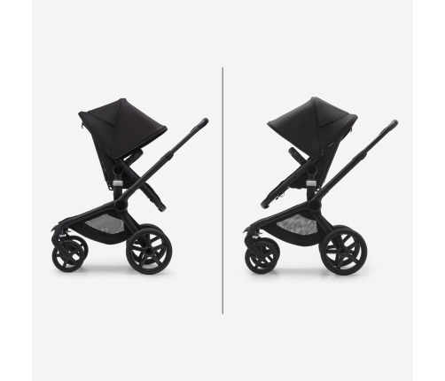 Bugaboo Fox 5 Midnight black Bērnu Ratiņi 2in1 Melns rāmis + Jumts Breezy Seaside Blue