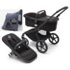 Bugaboo Fox 5 Midnight black Bērnu Ratiņi 2in1 Melns rāmis + Jumts Breezy Seaside Blue