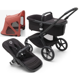 Bugaboo Fox 5 Midnight black Bērnu Ratiņi 2in1 Melns rāmis + Jumts Breezy Sunrise Red Bugaboo Fox 5 Midnight black Bērnu Ratiņi 2in1 Melns rāmis + Jumts Breezy Sunrise Red