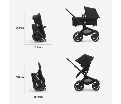 Bugaboo Fox 5 Midnight black Детская Коляска 2в1 Черная рама + Kапюшон Forest Green
