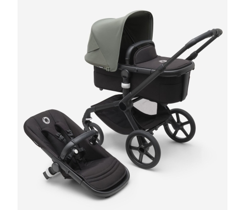 Bugaboo Fox 5 Midnight black Детская Коляска 2в1 Черная рама + Kапюшон Forest Green