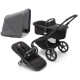 Bugaboo Fox 5 Midnight black Bērnu Ratiņi 2in1 Melns rāmis + Jumts Grey Melange