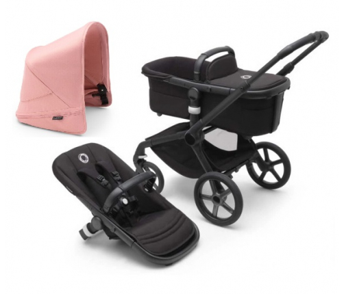 Bugaboo Fox 5 Midnight black Детская Коляска 2в1 Черная рама + Kапюшон Morning Pink