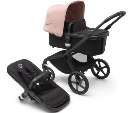 Bugaboo Fox 5 Midnight black Детская Коляска 2в1 Черная рама + Kапюшон Morning Pink